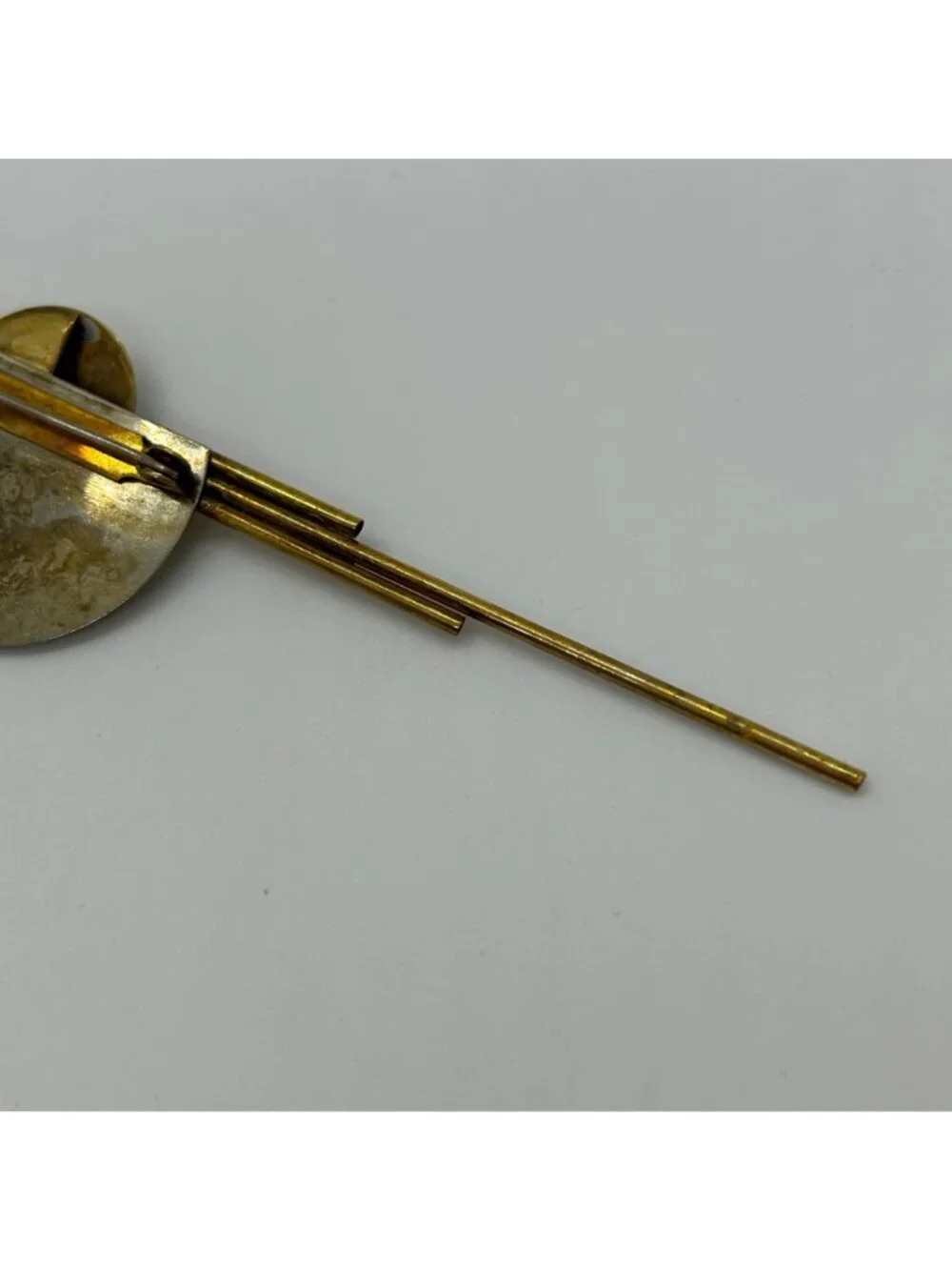 Vintage 1980s Modernist Silver-tone  & Brass Geometric Brooch Art Pin Mixed Meta - Picture 10 of 14